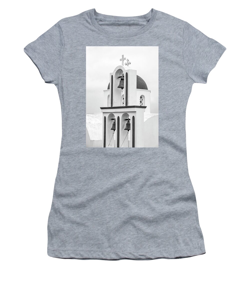  Greece Women's T-Shirt featuring the photograph For whom the bell tolls - Santorini by Usha Peddamatham