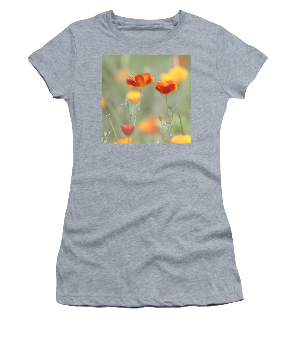 Orange Flower Women's T-Shirt featuring the photograph Whimsical Summer by Kim Hojnacki