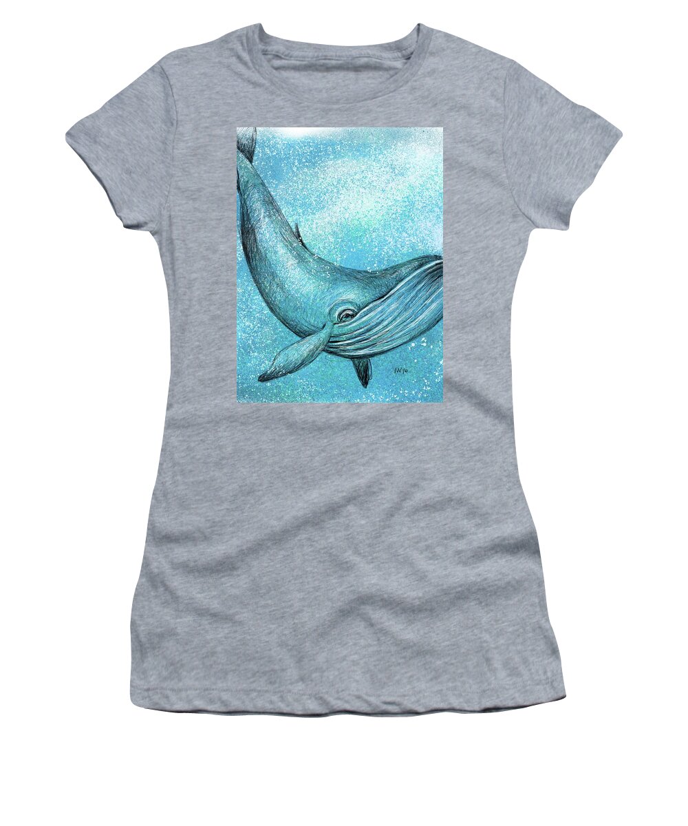 Whale Women's T-Shirt featuring the digital art Whimsical Whale by AnneMarie Welsh