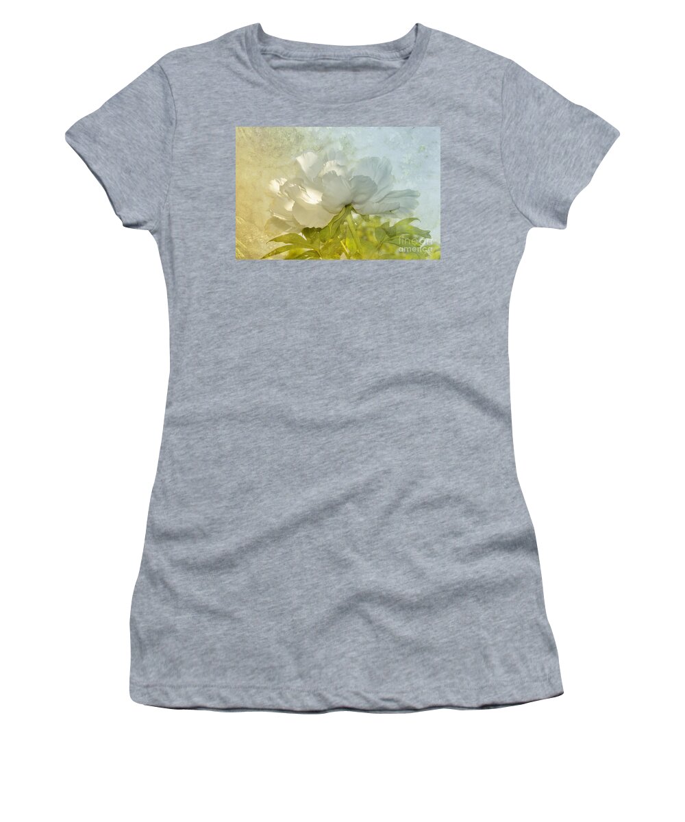 Flowers Women's T-Shirt featuring the mixed media White Beauty by Elaine Manley