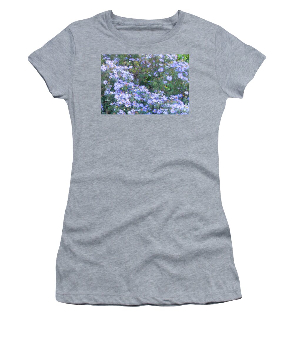Flowers Women's T-Shirt featuring the photograph White Blue Cluster by Felipe Adan Lerma