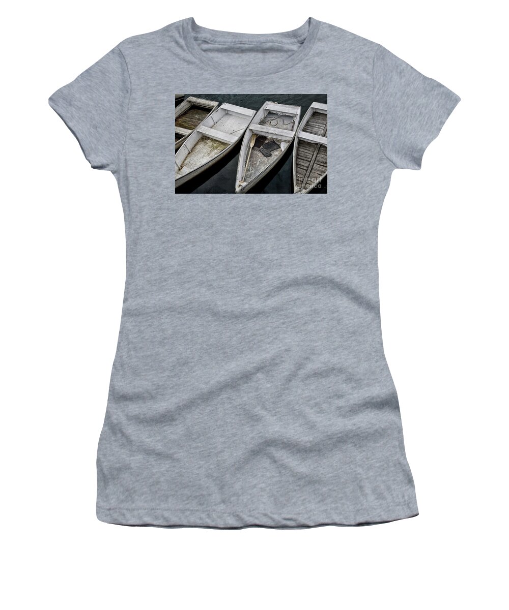 Boats Women's T-Shirt featuring the photograph White Boats by Timothy Johnson