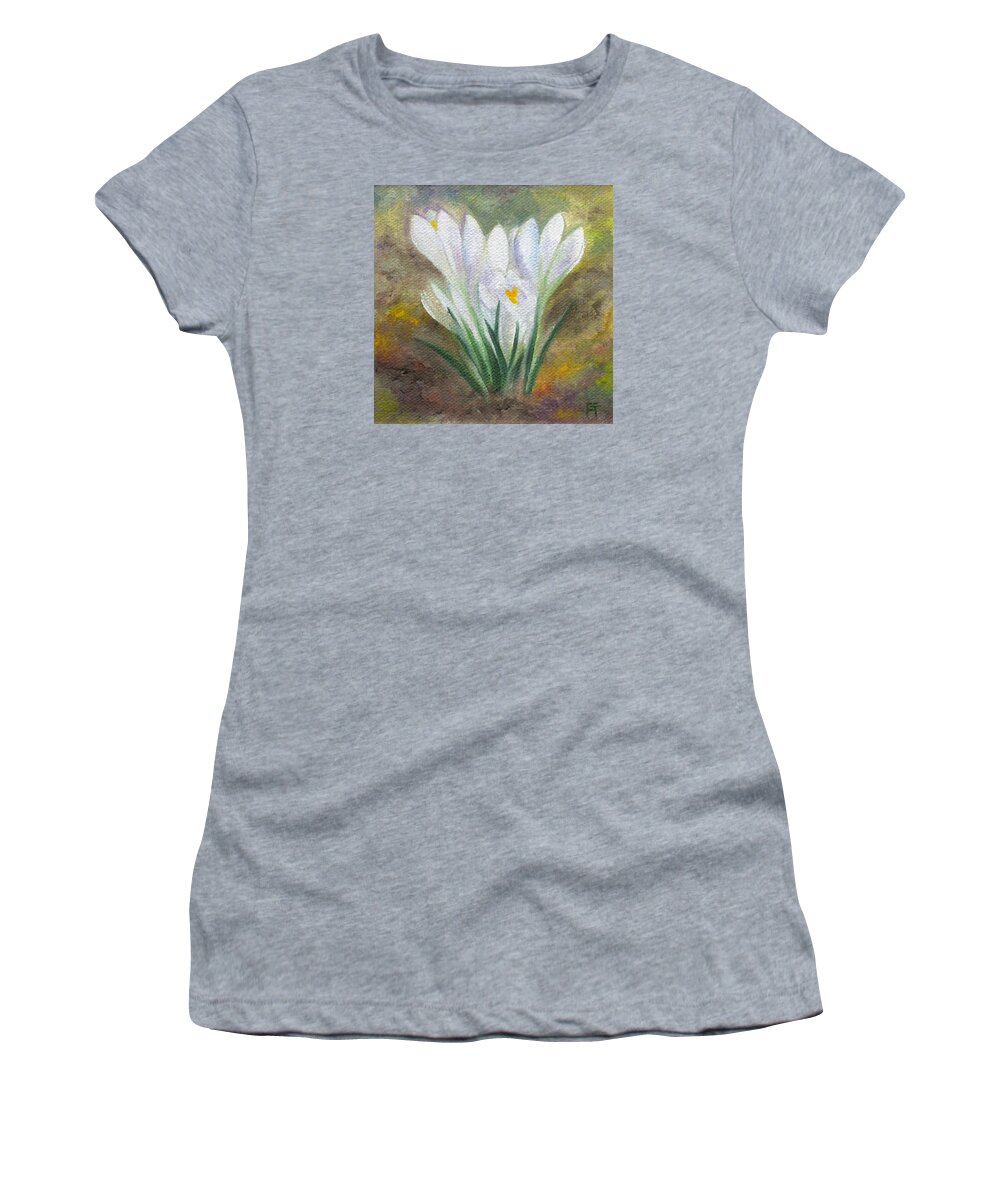 Bulbs Women's T-Shirt featuring the painting White Crocus by FT McKinstry