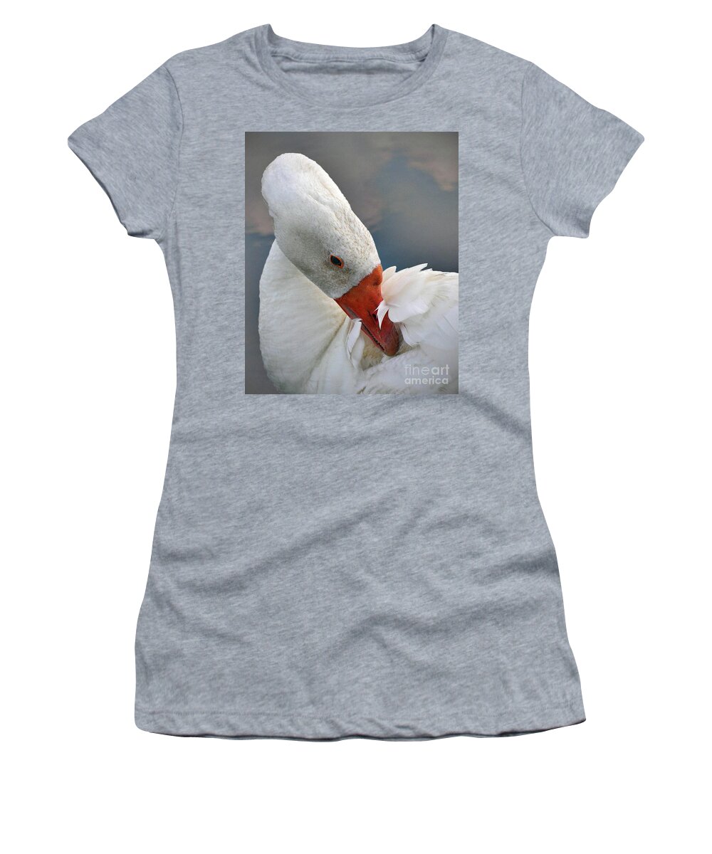  White Goose Women's T-Shirt featuring the photograph White Goose by Savannah Gibbs