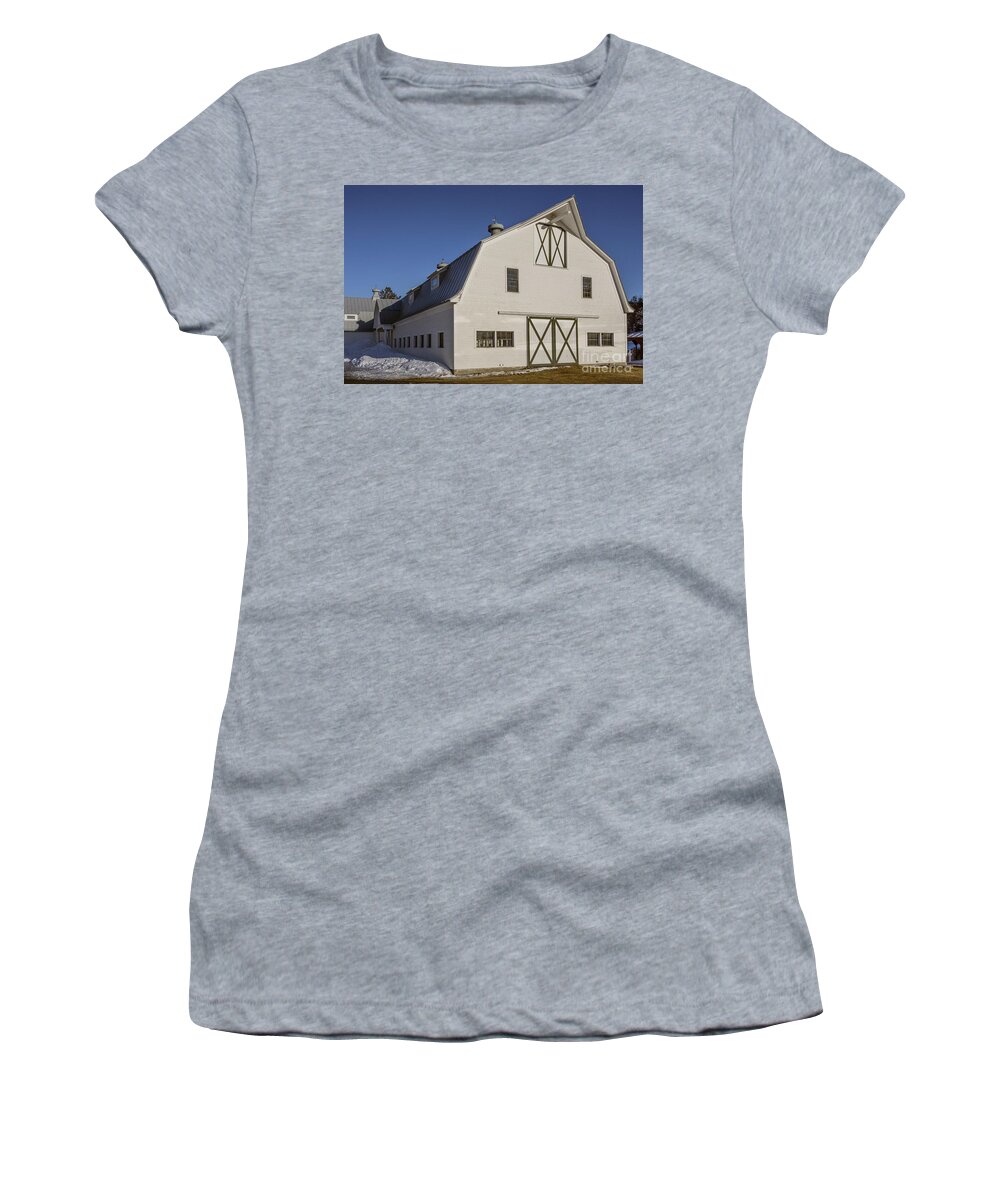 Vermont Women's T-Shirt featuring the photograph White horse barn in Vermont by Edward Fielding