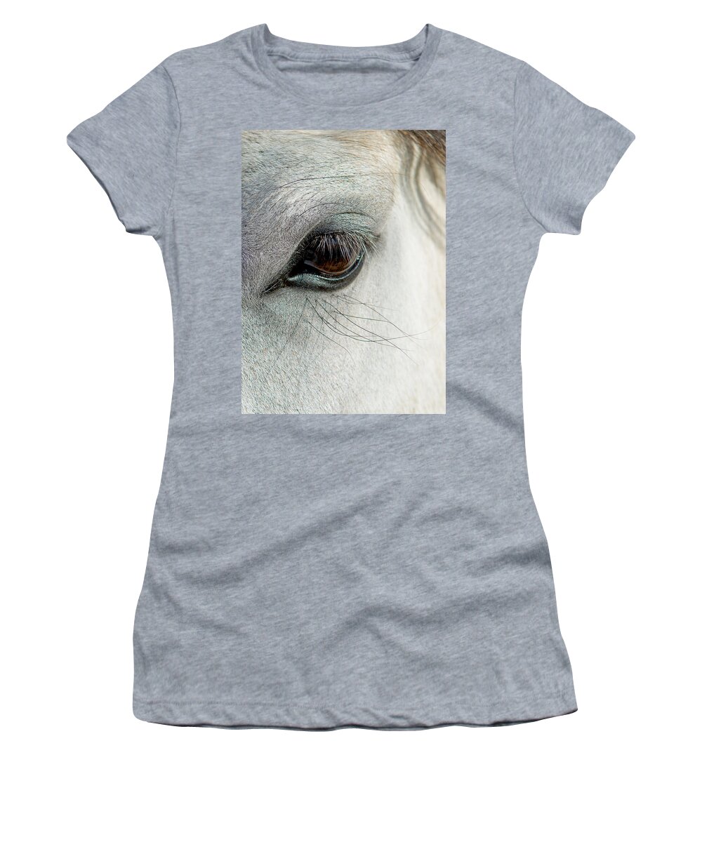 Horse Women's T-Shirt featuring the photograph White Horse Eye by Andreas Berthold