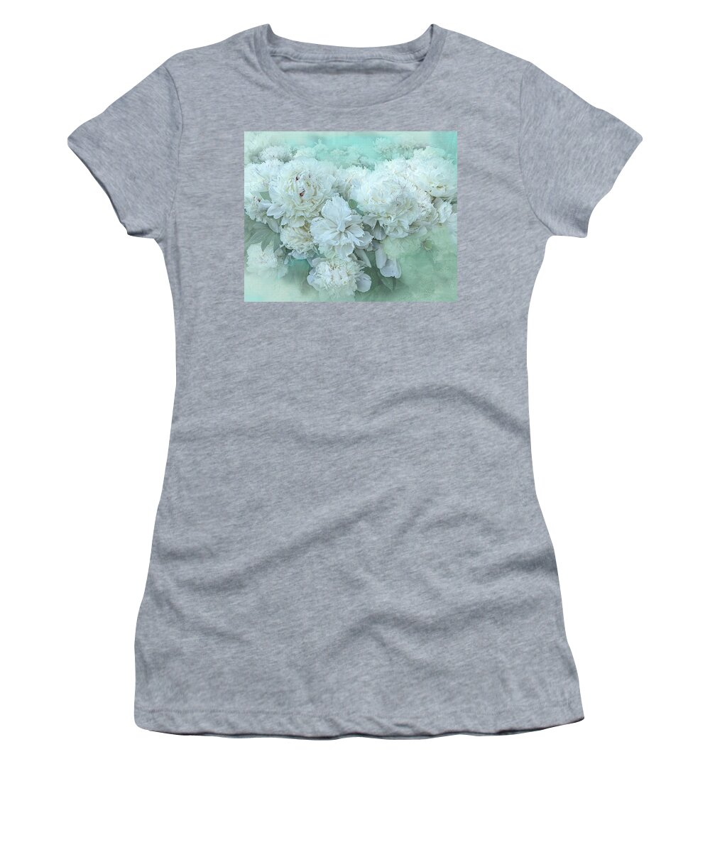 Peonies Women's T-Shirt featuring the photograph White Peonies by Lorraine Baum