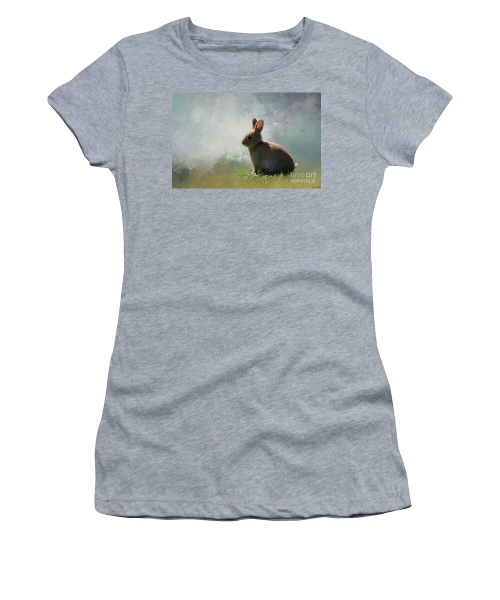 Bunny Women's T-Shirt featuring the photograph White Point Bunny by Eva Lechner