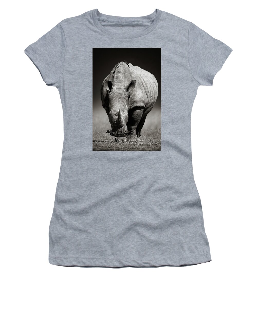 Rhinoceros Women's T-Shirt featuring the photograph White Rhinoceros in due-tone by Johan Swanepoel