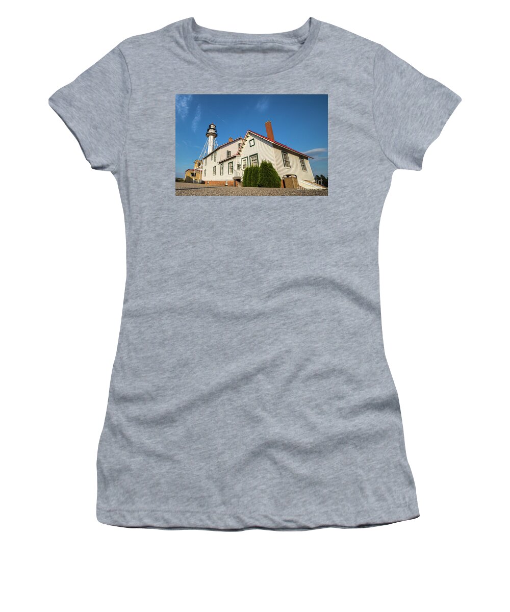 Michigan Lighthouse Women's T-Shirt featuring the photograph Whitefish Point Lighthouse -3496 Michigan's Upper Peninsula by Norris Seward