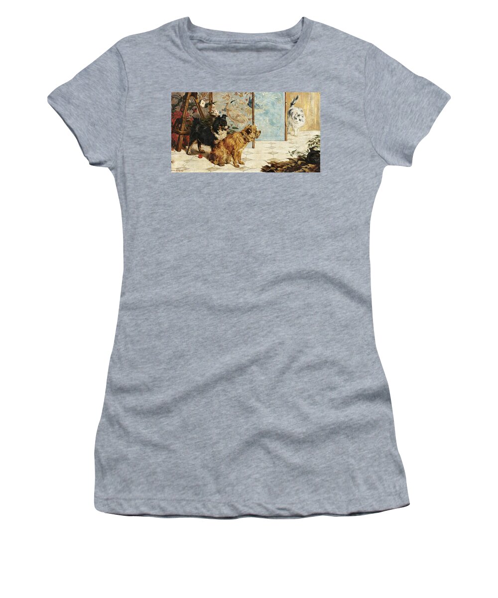 Charles Van Den Eycken Women's T-Shirt featuring the painting Who Goes There? by Charles van den Eycken