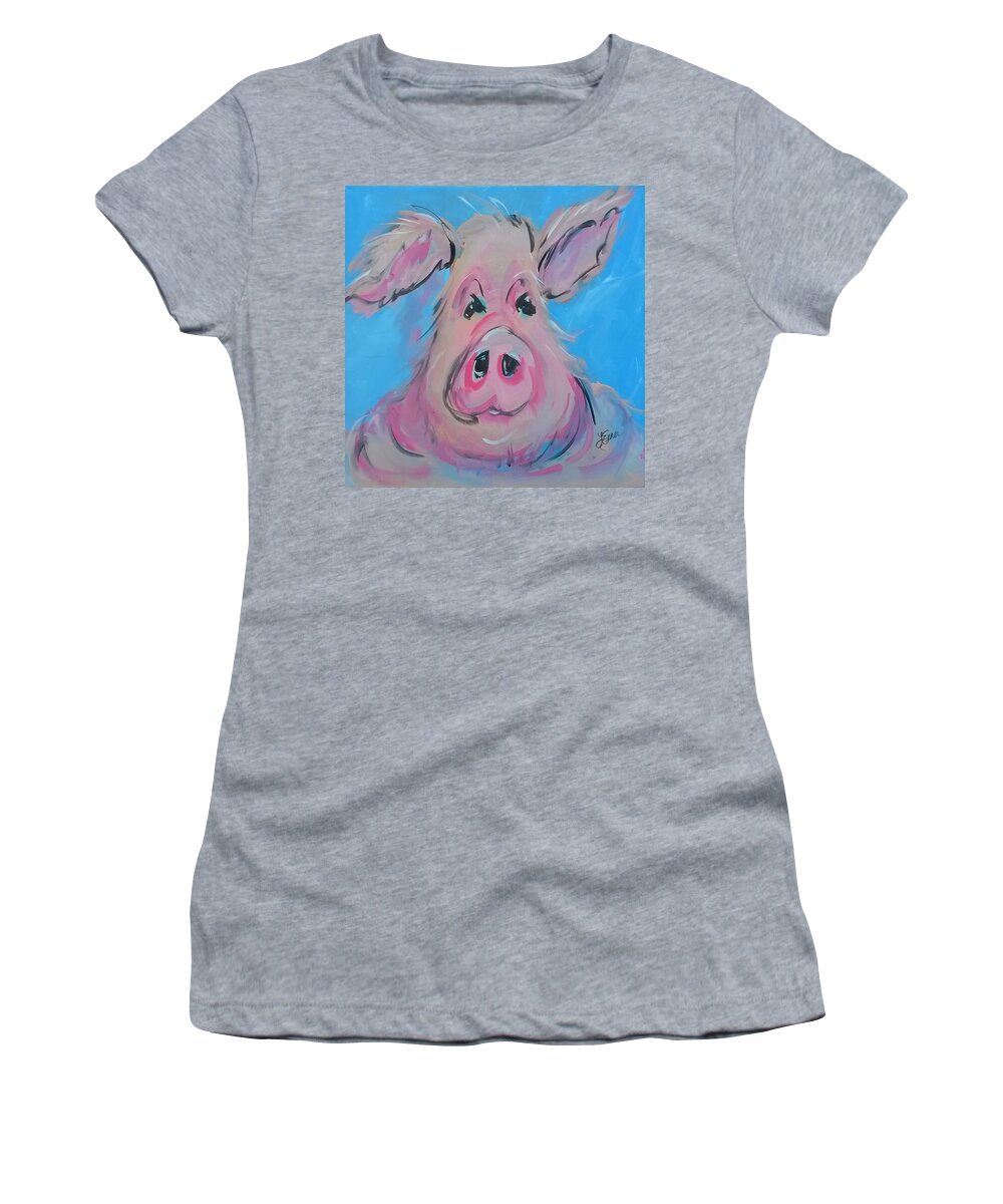Pig Women's T-Shirt featuring the painting Wilber by Terri Einer