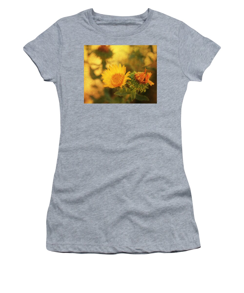Floral Print Women's T-Shirt featuring the mixed media Wild flower by Julie Hamilton