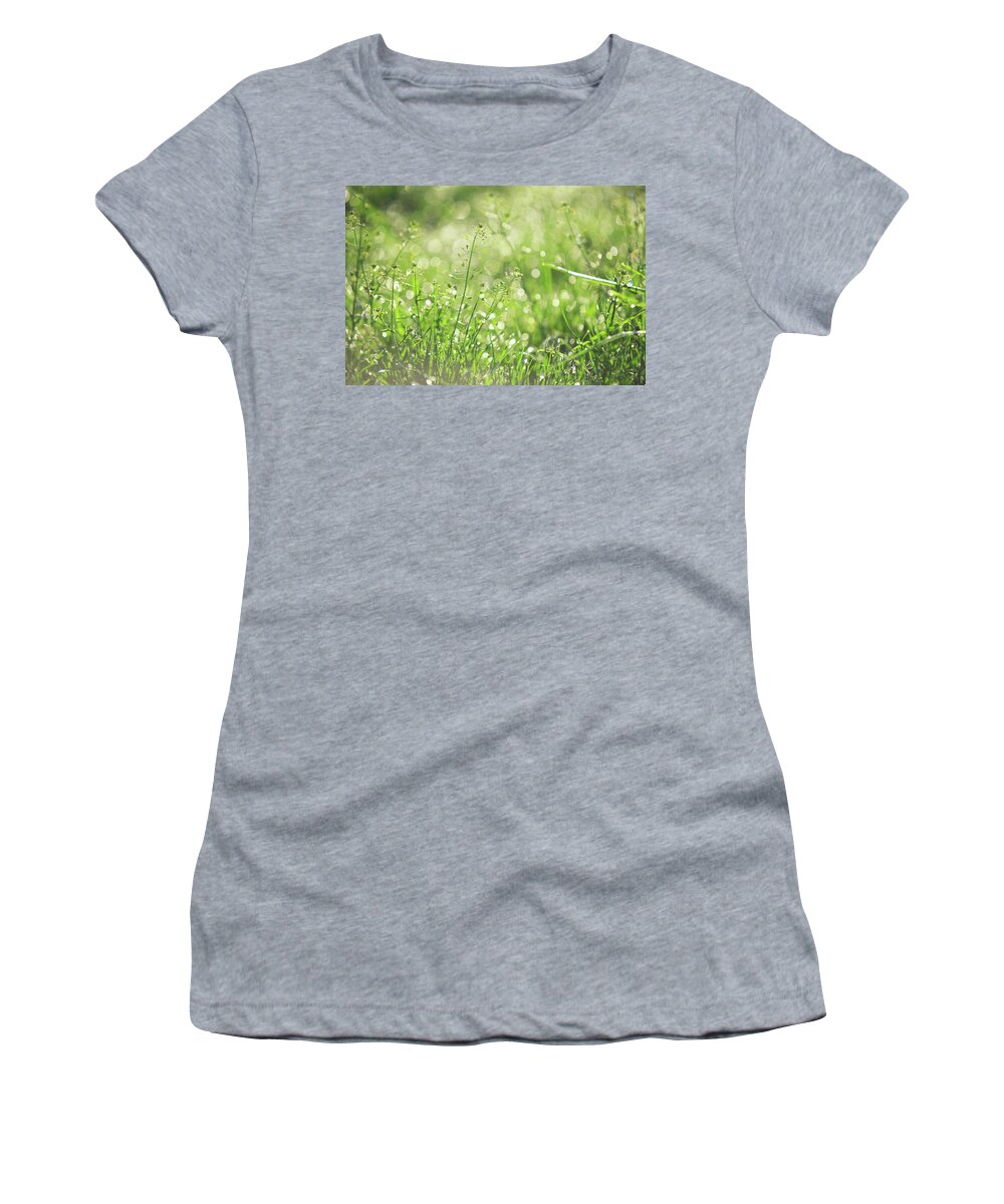 Jenny Rainbow Fine Art Photography Women's T-Shirt featuring the photograph Wild Grass Voices. Green World by Jenny Rainbow
