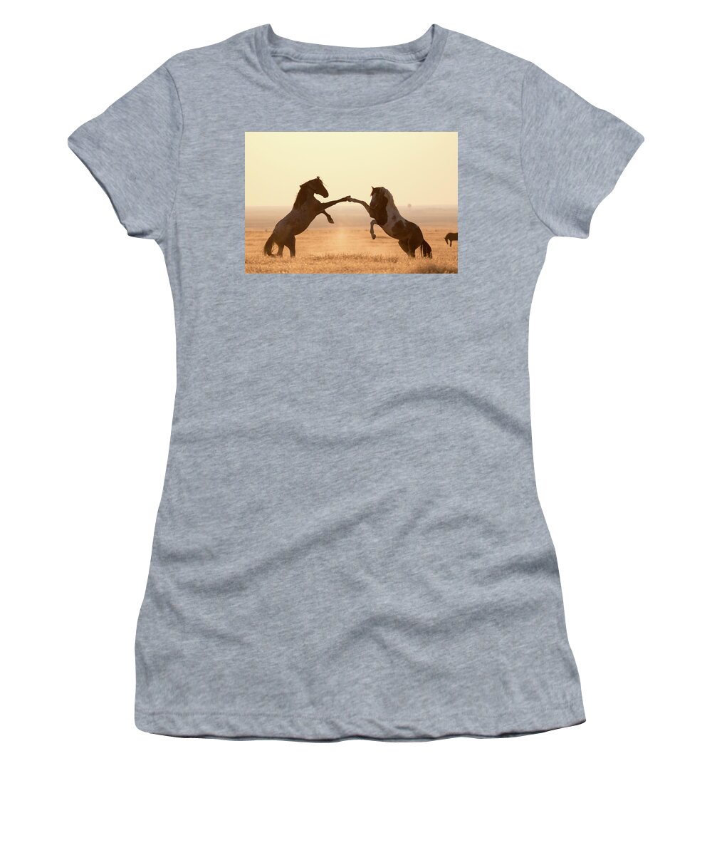 High 5 Women's T-Shirt featuring the photograph Wild Horse High 5 by Wesley Aston