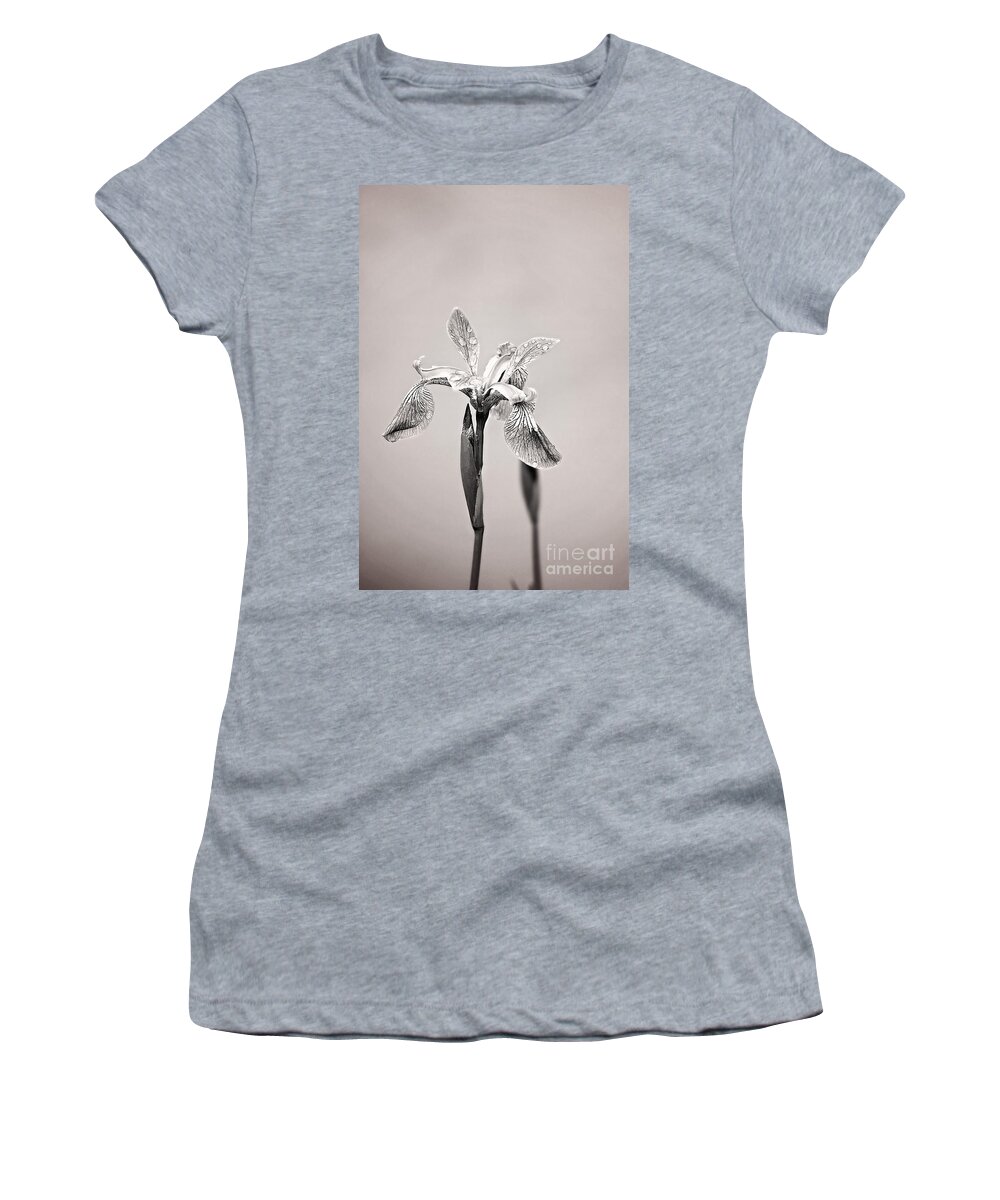 Wild Iris Photo Women's T-Shirt featuring the photograph Wild Iris Black and White Print by Gwen Gibson
