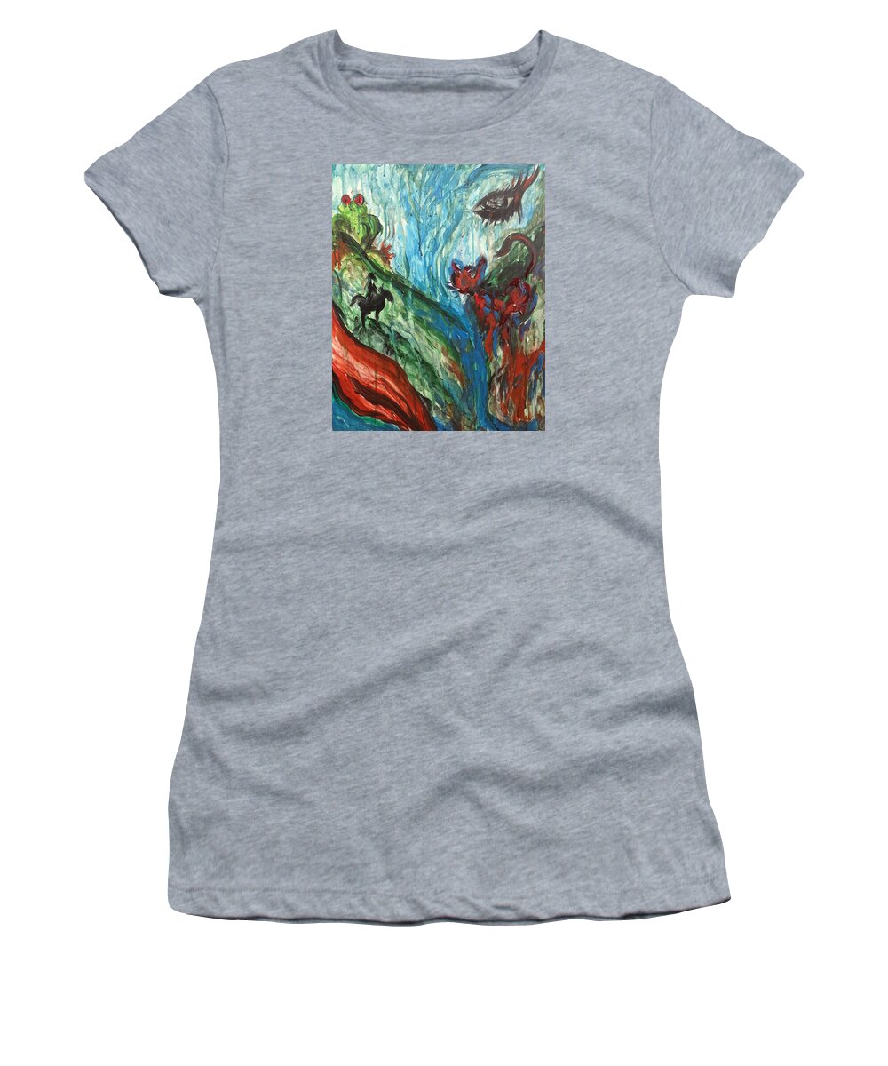 Abstract Women's T-Shirt featuring the painting Wild Periscope Collaboration by Michelle Pier