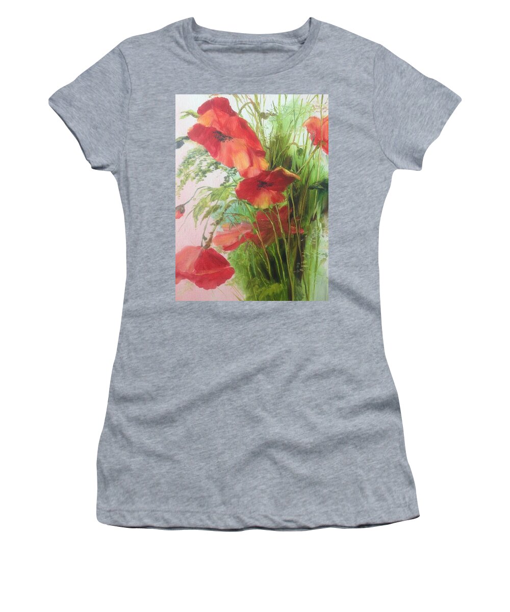 Poppy Women's T-Shirt featuring the painting Wild Poppies by Lizzy Forrester