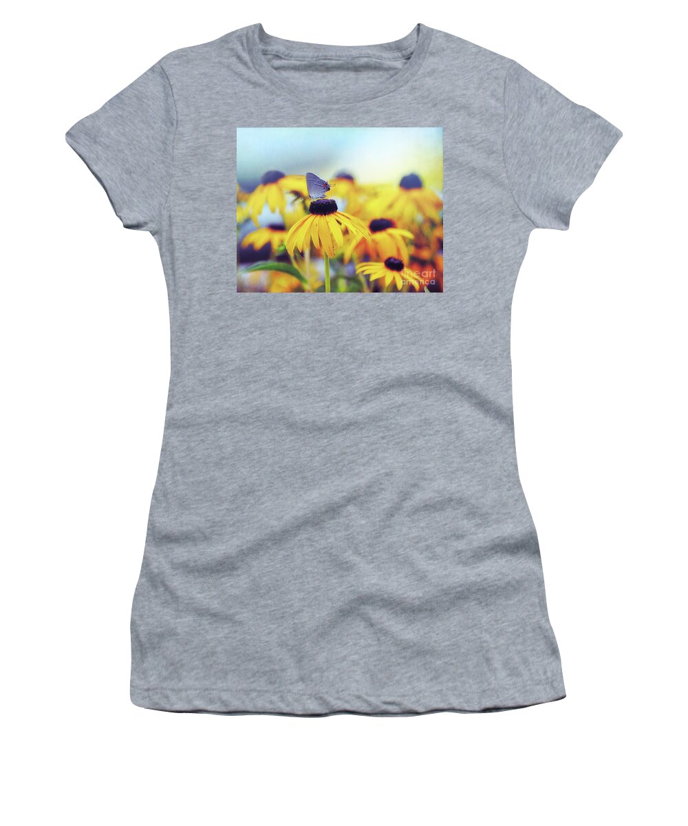 Butterfly Women's T-Shirt featuring the photograph Wildflower Visitor by Kerri Farley