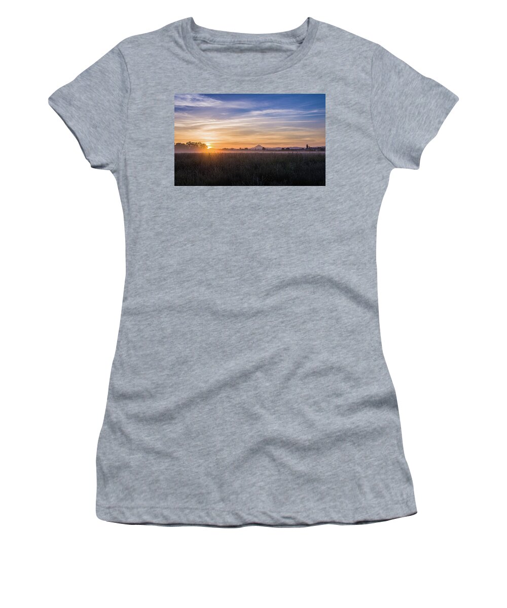 Sunrise Women's T-Shirt featuring the photograph Willamette Valley Sunrise by Steven Clark