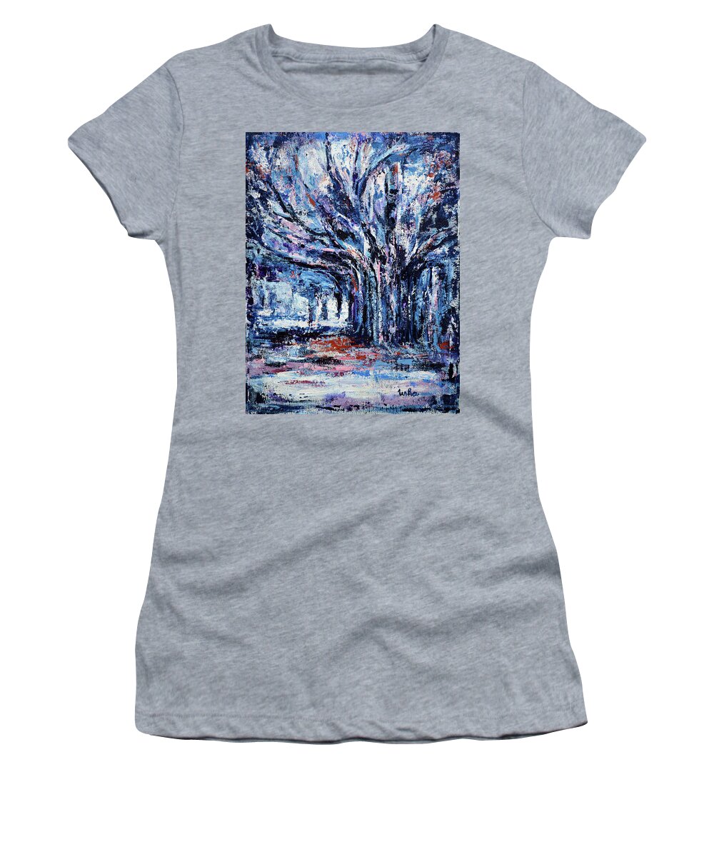 Willowy Women's T-Shirt featuring the painting Willowy by Usha Shantharam