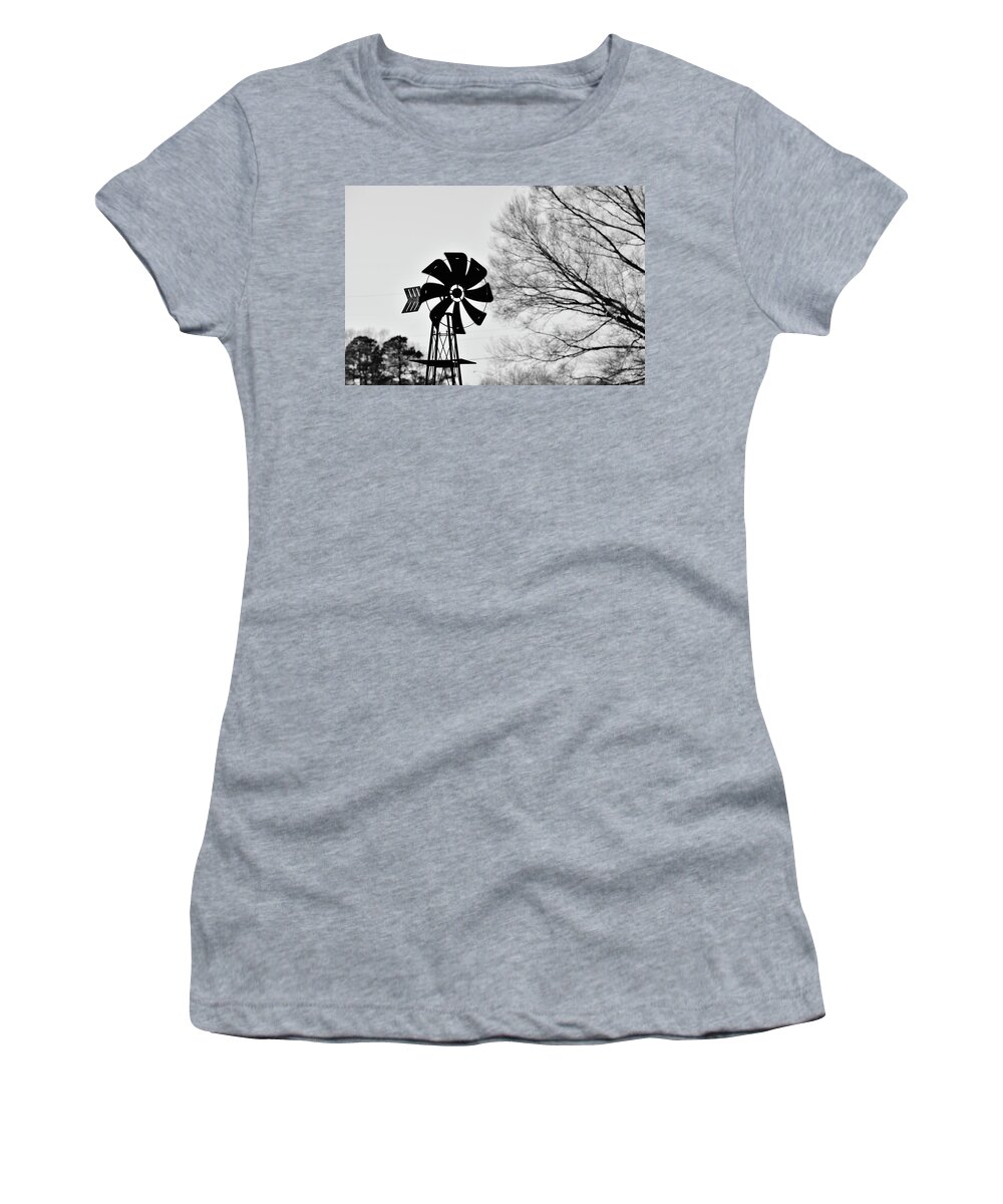 Windmill Women's T-Shirt featuring the photograph Windmill on the Farm by Nicole Lloyd