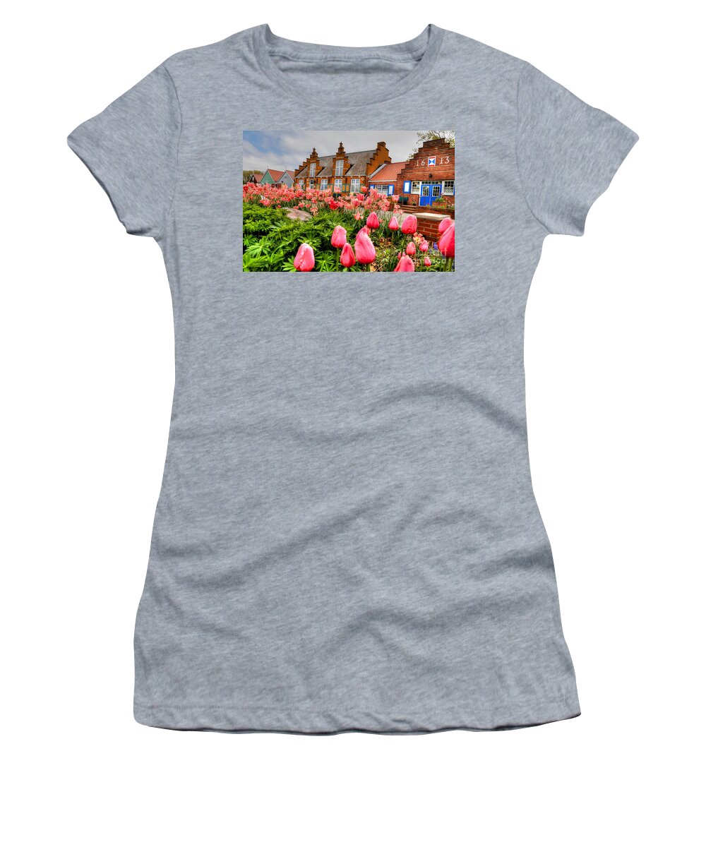 Tulips Women's T-Shirt featuring the photograph Windmill villa by Robert Pearson