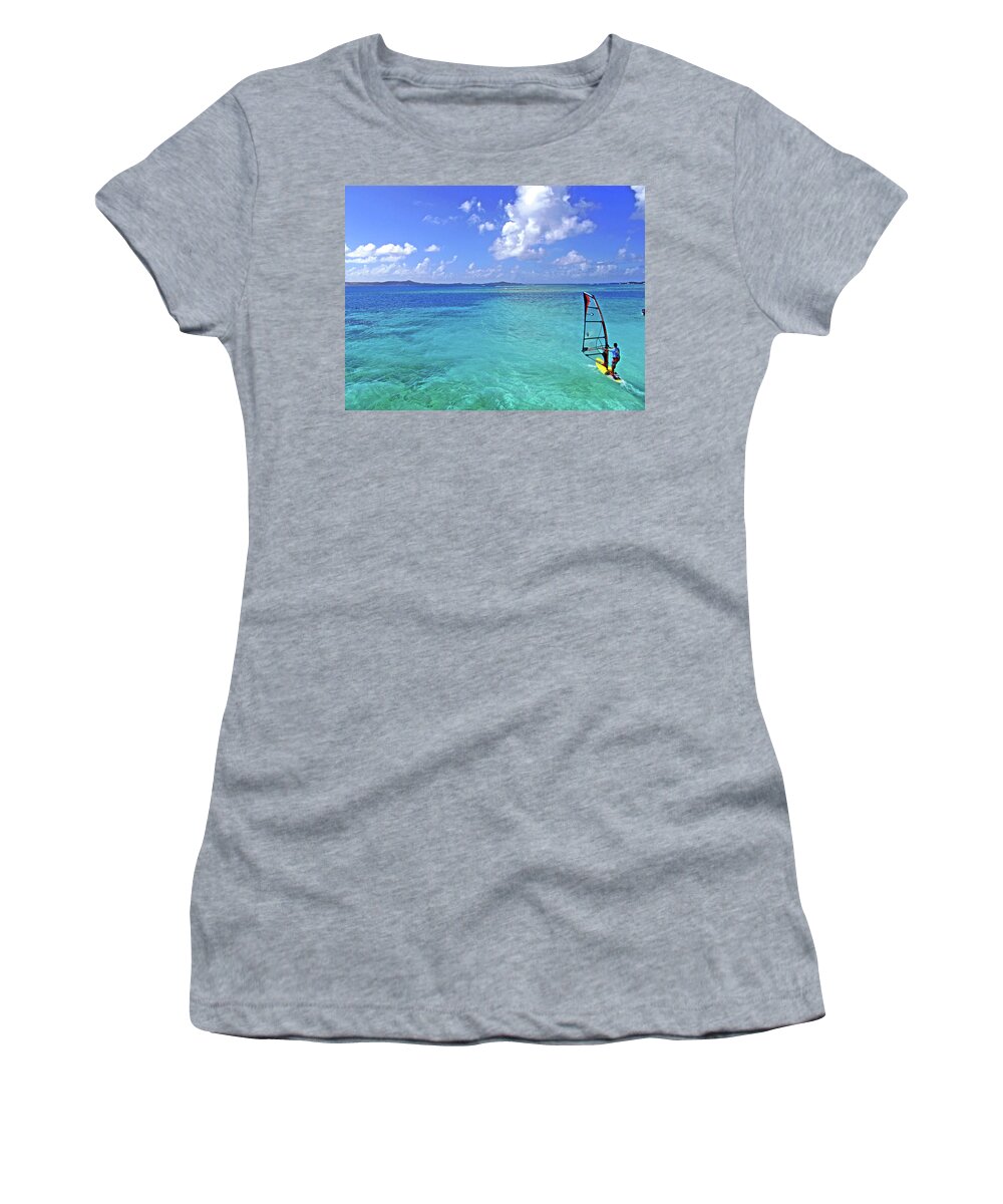 Windsurfing Women's T-Shirt featuring the photograph Windsurfing The Islands by Scott Mahon
