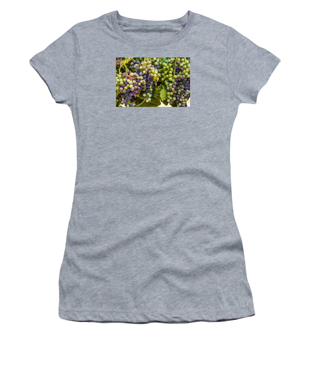 Colorado Vineyard Women's T-Shirt featuring the photograph Wine Grapes on the Vine by Teri Virbickis