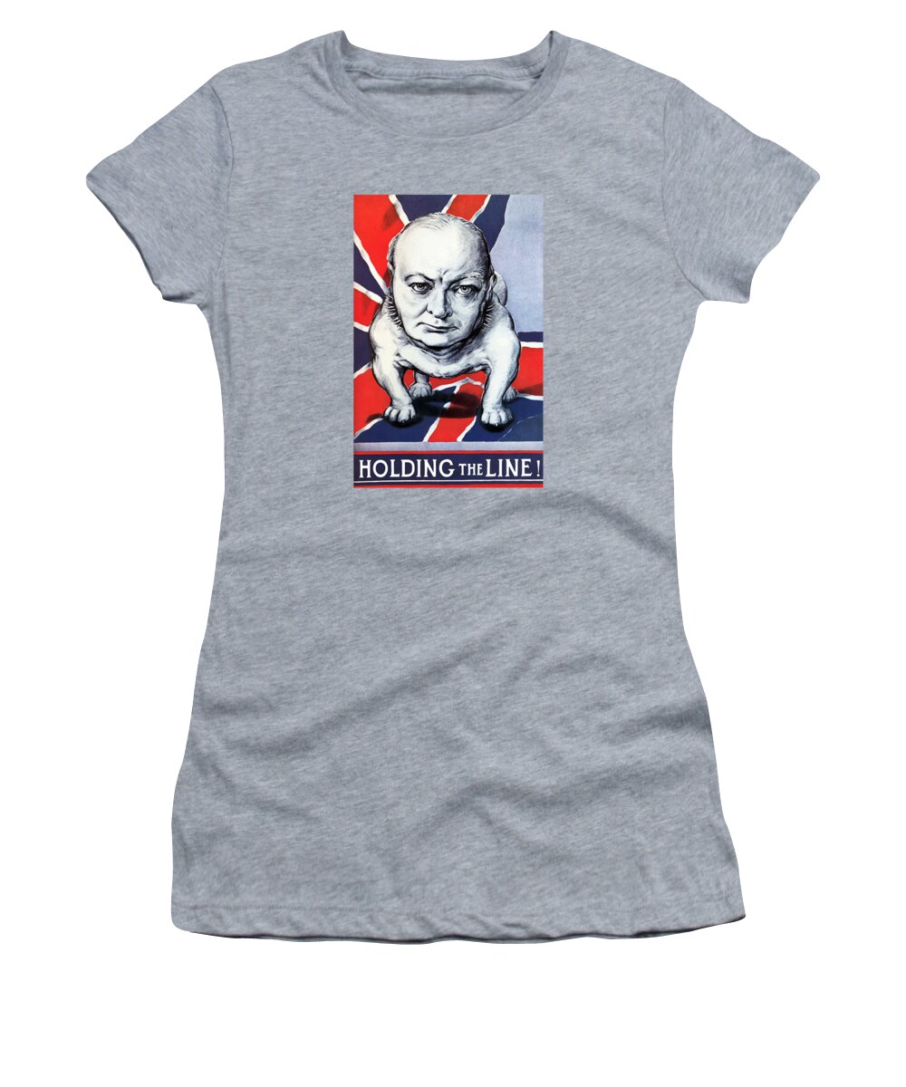 Winston Churchill Women's T-Shirt featuring the painting Winston Churchill Holding The Line by War Is Hell Store