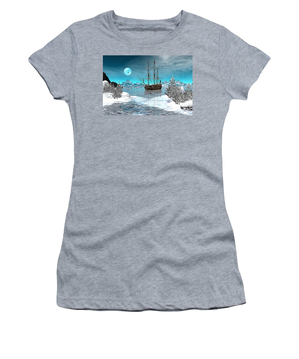 Bryce Women's T-Shirt featuring the digital art Winter anchorage by Claude McCoy