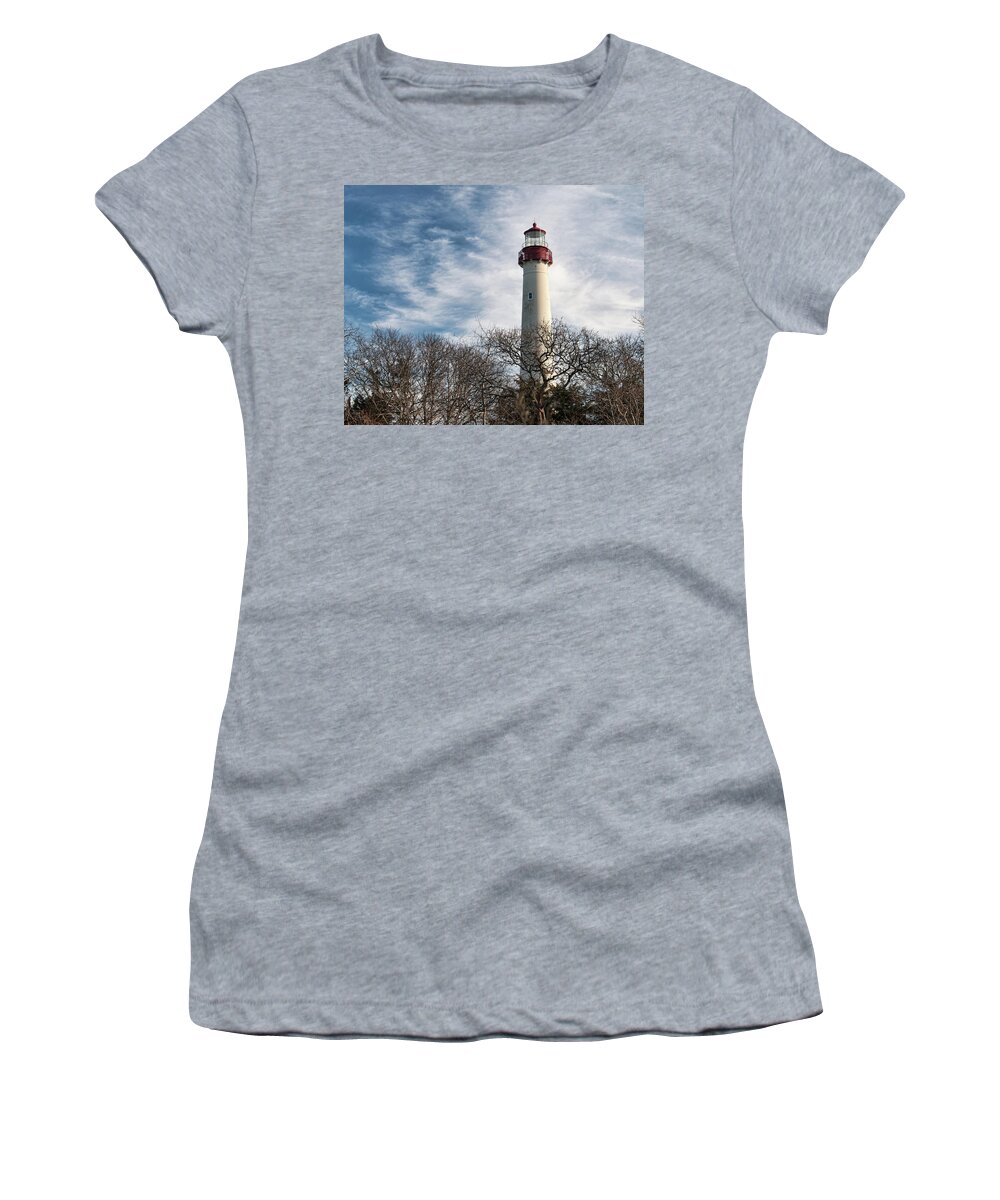 Cape May Lighthouse Women's T-Shirt featuring the photograph Winter at Cape May Light by Kristia Adams