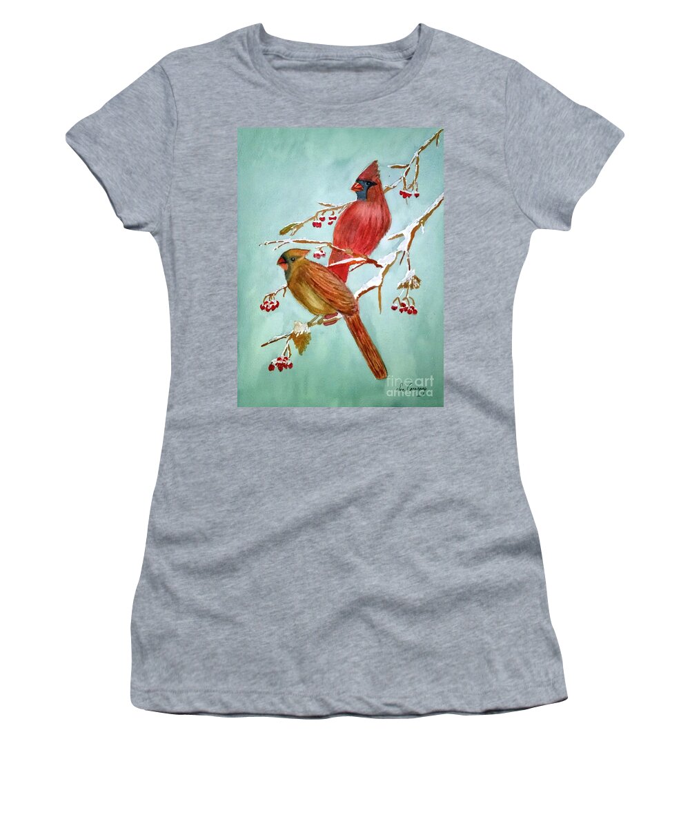 Winter Women's T-Shirt featuring the painting Winter Friends by Sue Carmony
