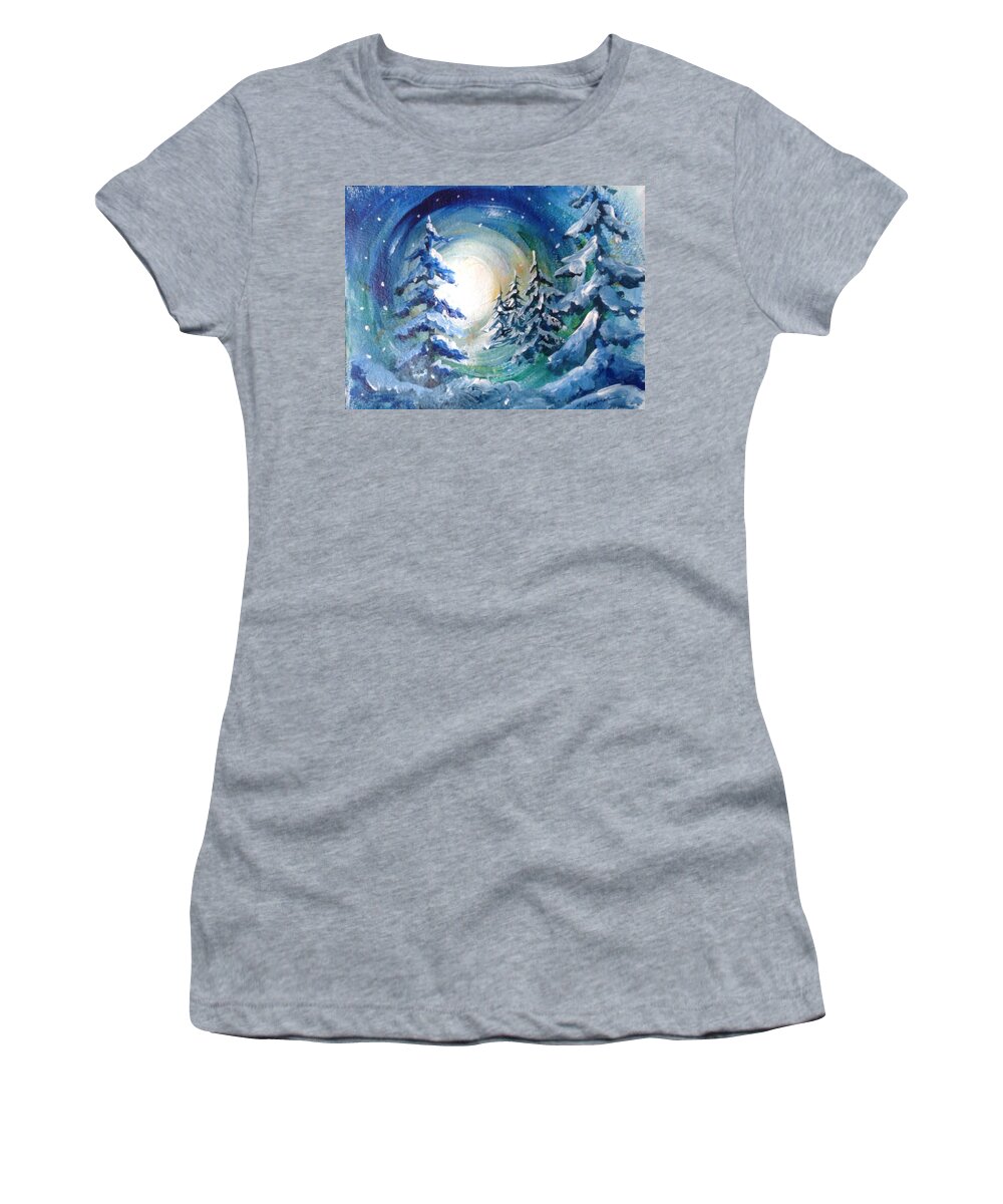 Winter Women's T-Shirt featuring the painting Winter Glow by Marilyn Jacobson