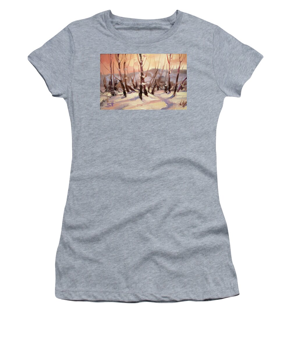 Winter Women's T-Shirt featuring the painting Winter Grove by Steve Henderson