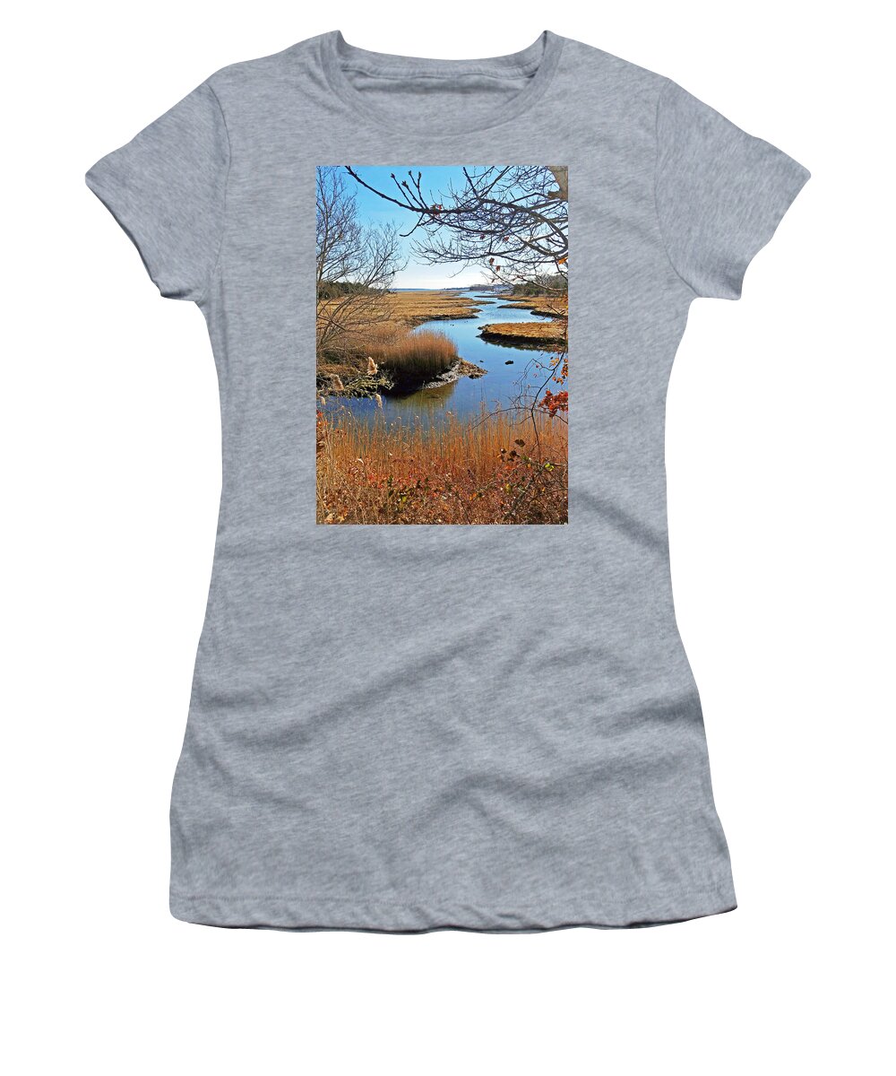 Marsh Women's T-Shirt featuring the photograph Winter Marsh by Nautical Chartworks