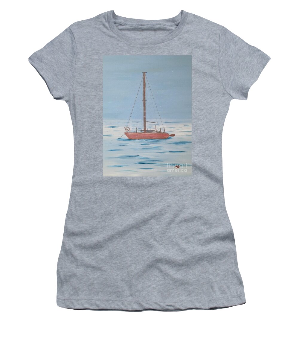 Winter Women's T-Shirt featuring the painting Winter on the Potomac by Aicy Karbstein