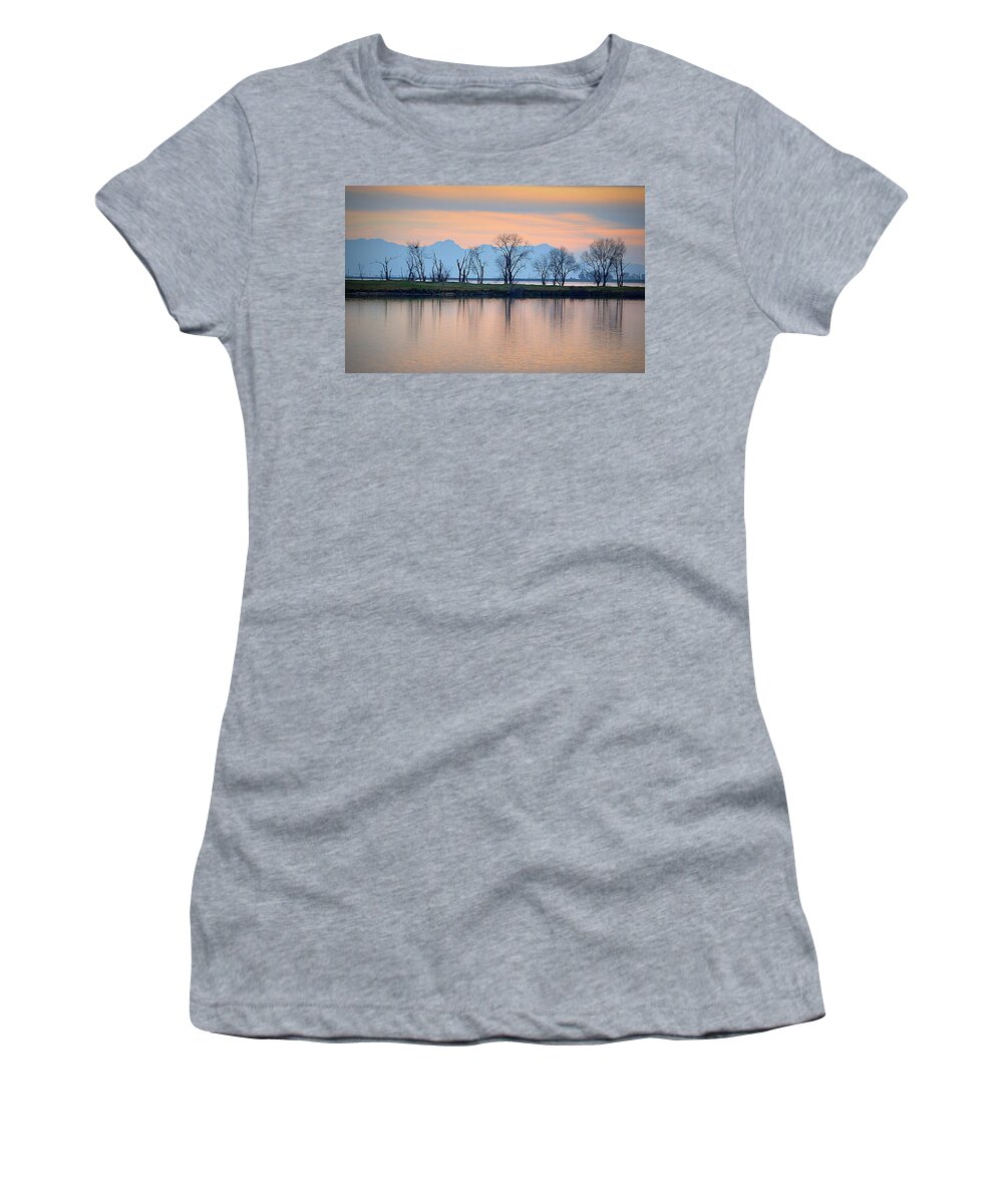 Scenic Women's T-Shirt featuring the photograph Winter Reflections by AJ Schibig