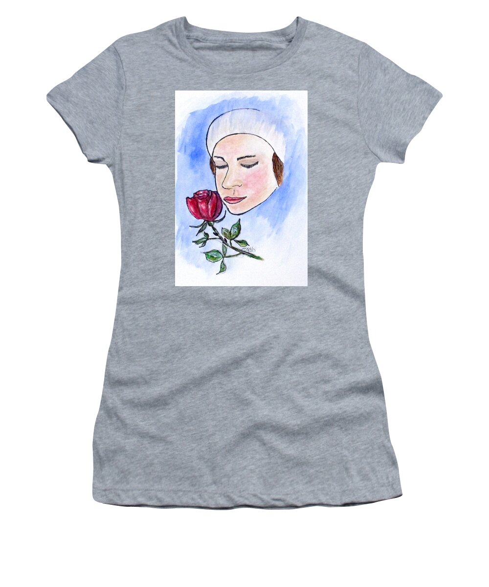 Rose Women's T-Shirt featuring the painting Winter Rose by Clyde J Kell