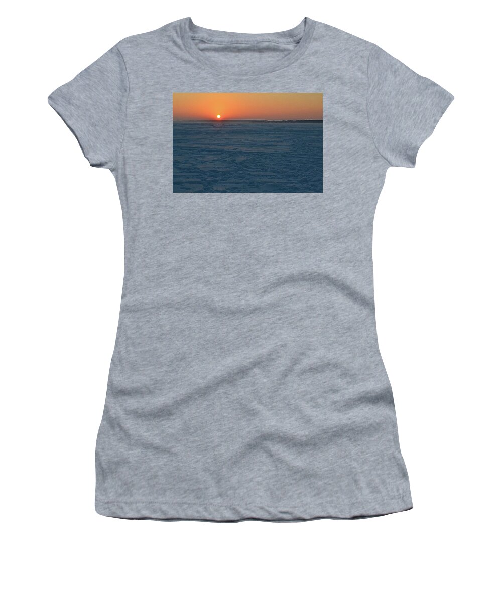 Abstract Women's T-Shirt featuring the digital art Winter Sunrise On A Frozen Lake Two by Lyle Crump