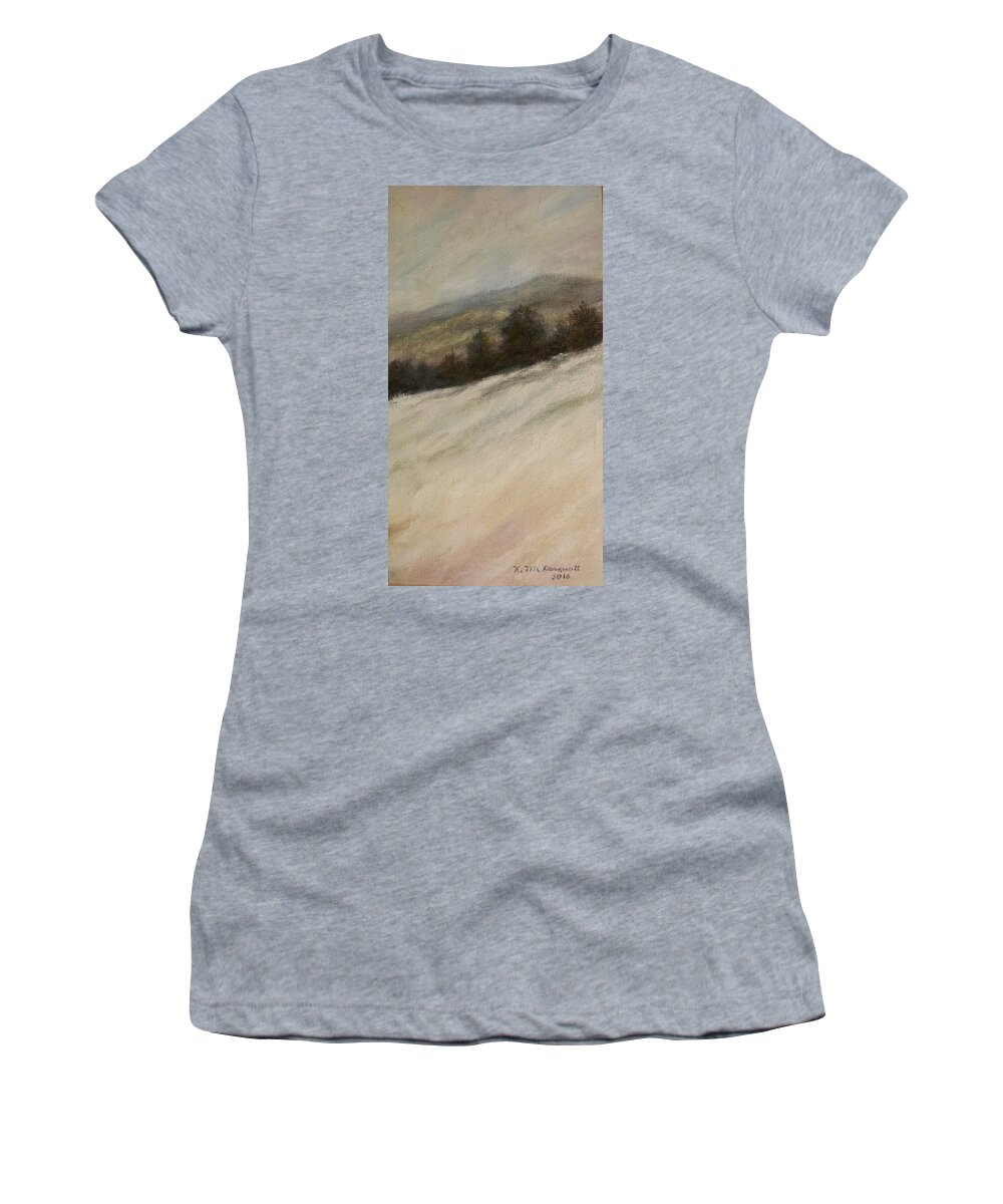 Snow Women's T-Shirt featuring the painting Winter Twilight by Kathleen McDermott