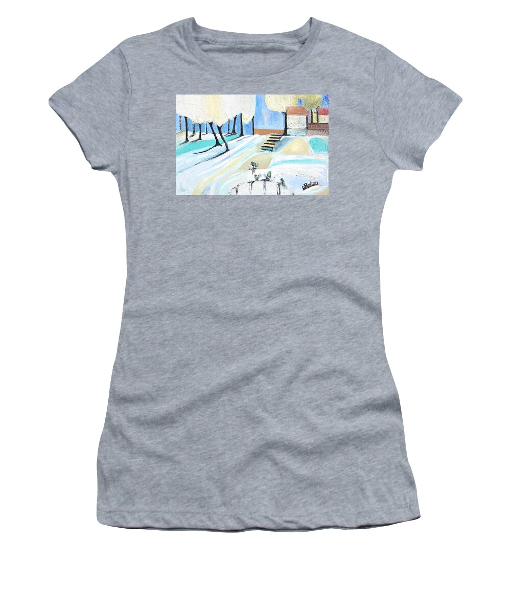 Abstract Women's T-Shirt featuring the painting Winterland by Evelina Popilian