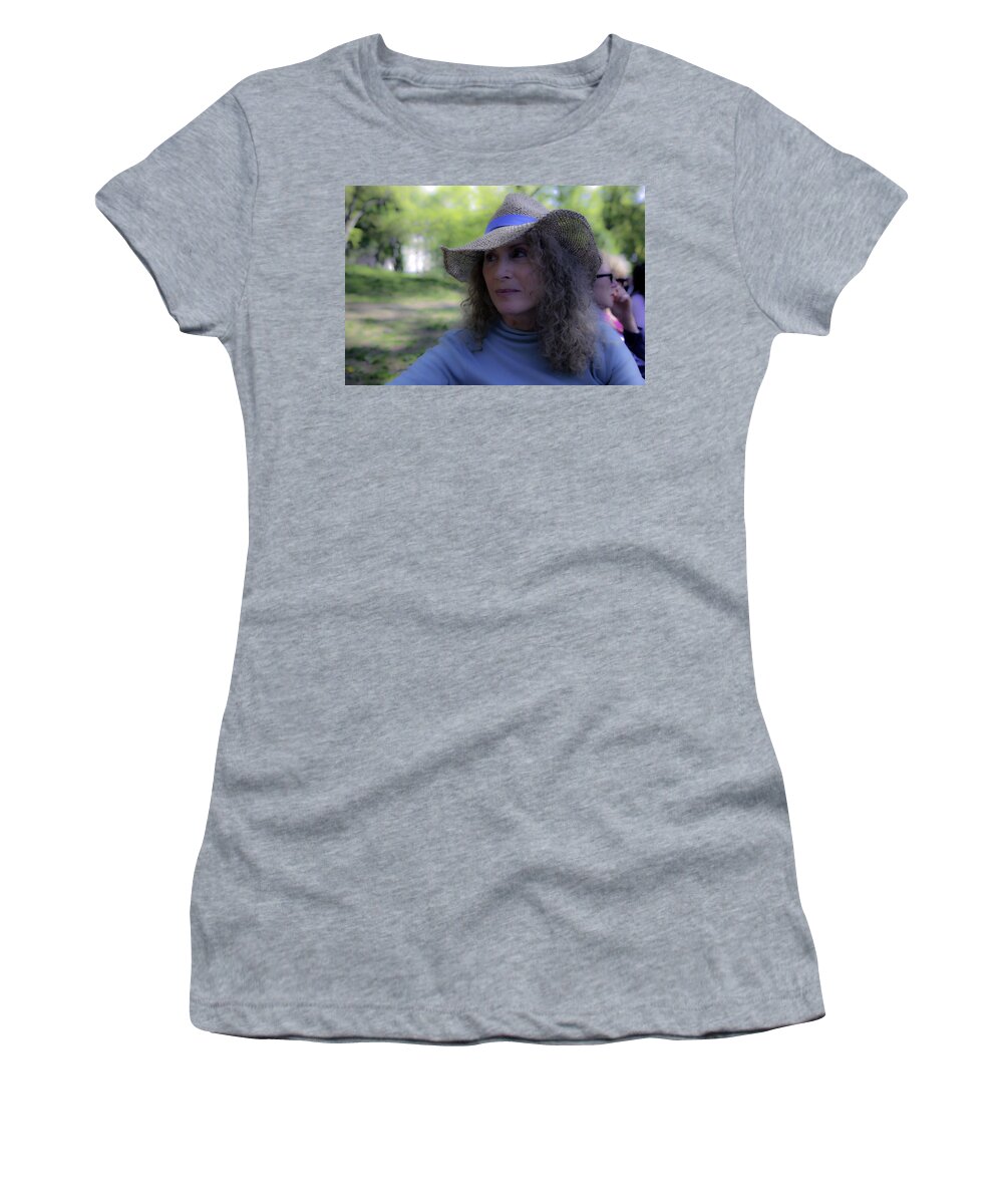 Portrait Women's T-Shirt featuring the photograph Woman In Blue by Madeline Ellis