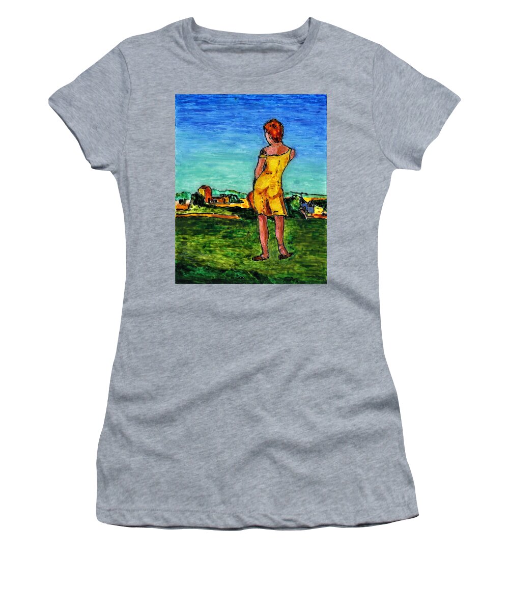 Woman Women's T-Shirt featuring the painting Woman With a Vision by Phil Strang