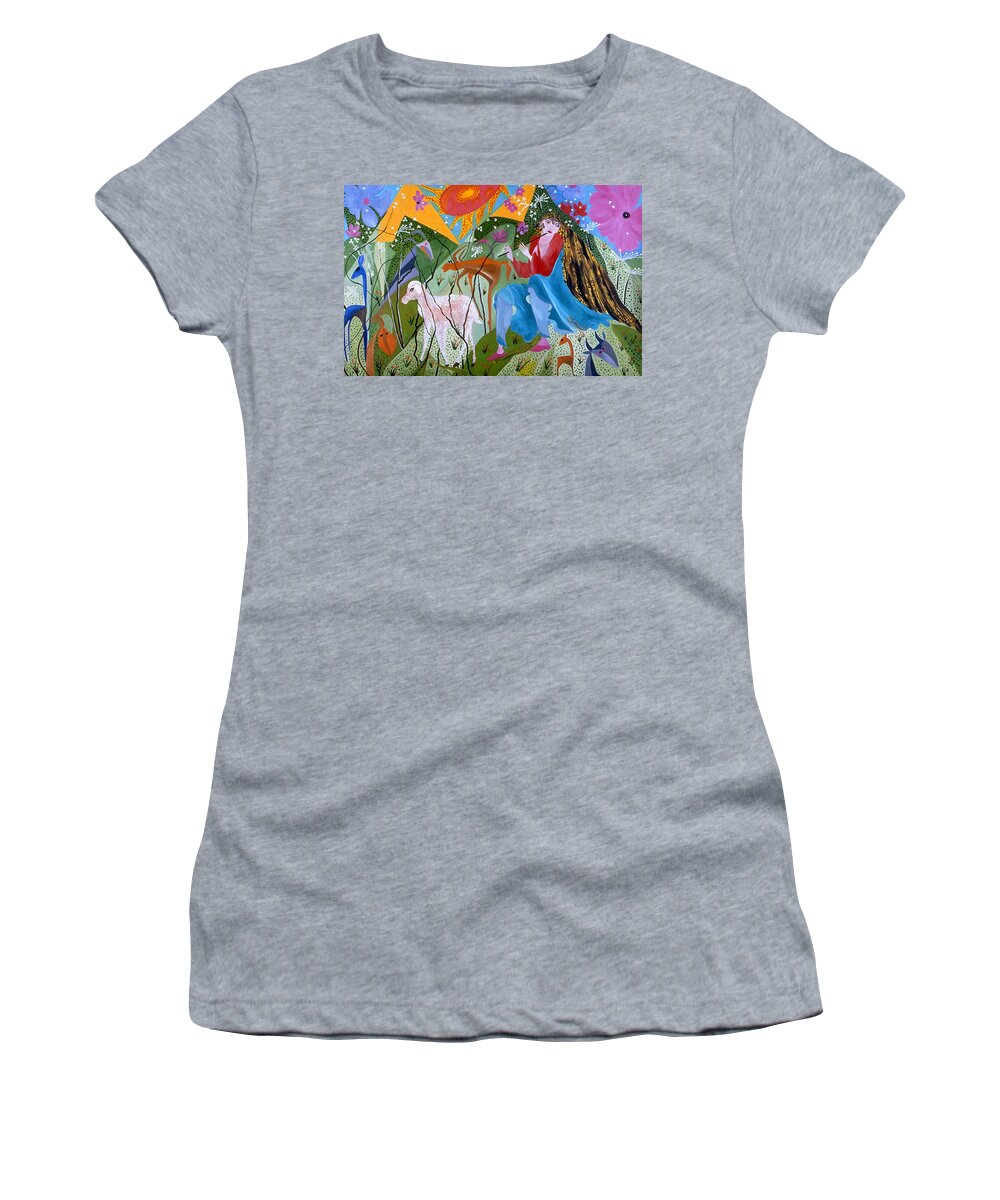 Women Women's T-Shirt featuring the painting Sheppard Women by Sima Amid Wewetzer