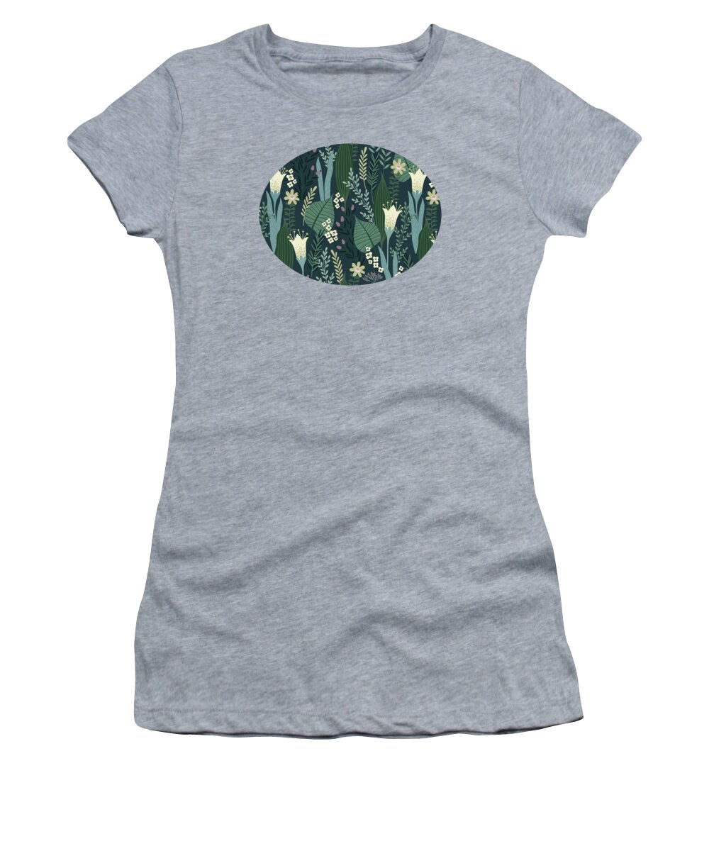 Pattern Women's T-Shirt featuring the painting Wonderful Mid Century Style Garden Patten by Little Bunny Sunshine