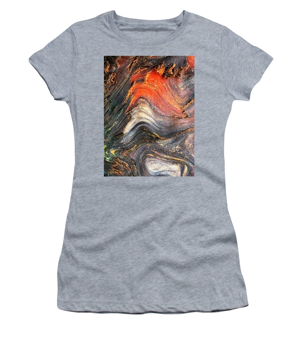 Oregon Beach Women's T-Shirt featuring the photograph Wood Patterns by Bonnie Bruno
