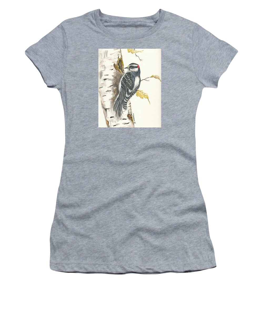 Bird Women's T-Shirt featuring the painting Woodpecker by Darren Cannell