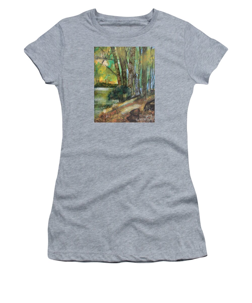 Woods Women's T-Shirt featuring the painting Woods in the Afternoon by Robin Pedrero