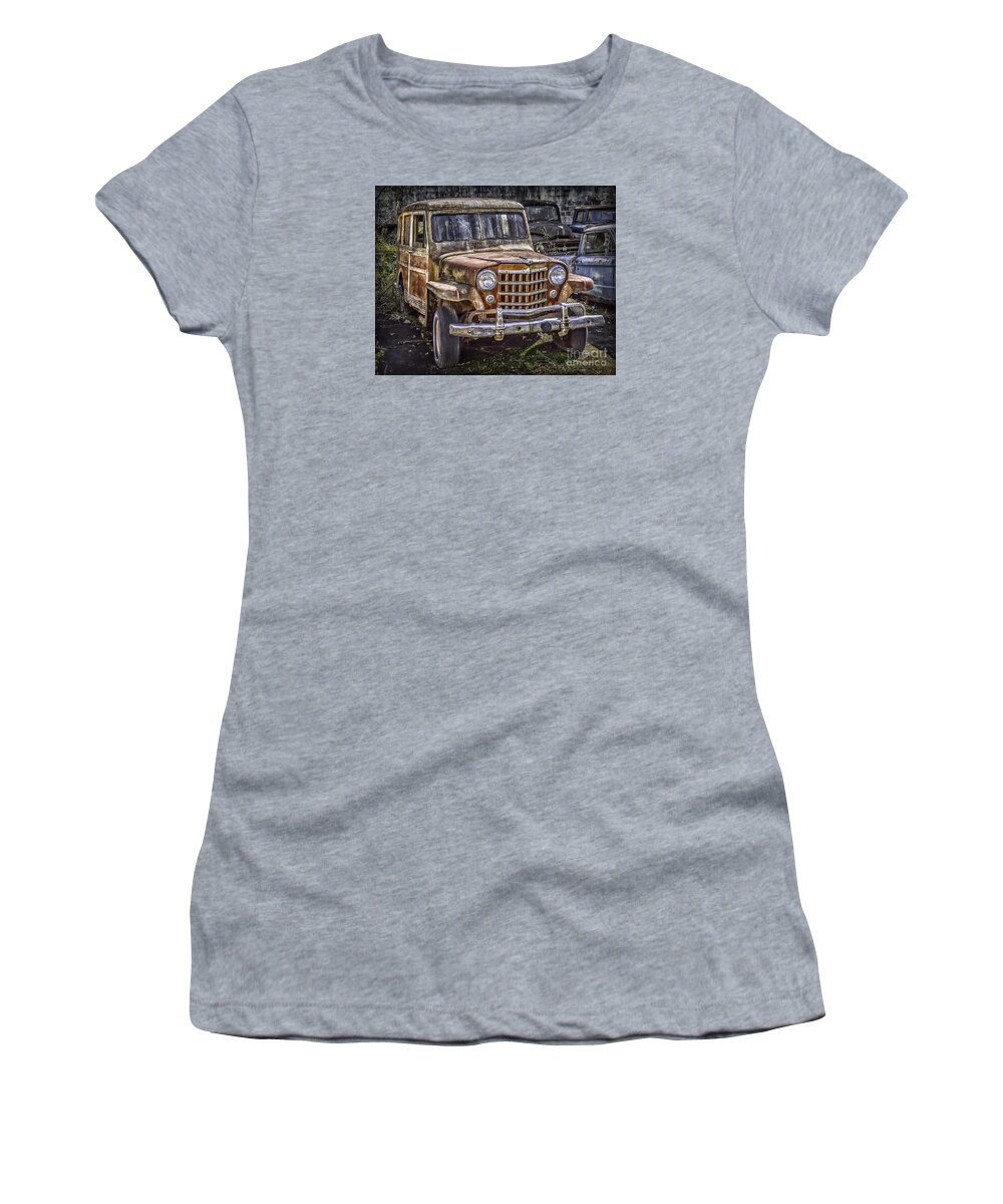 Woodie Women's T-Shirt featuring the photograph Old Woodie by Walt Foegelle